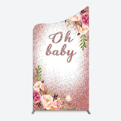 Lofaris Floral Rose Gold Glitter Arch Baby Shower Backdrop