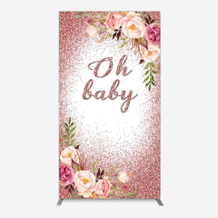 Lofaris Floral Rose Gold Glitter Arch Baby Shower Backdrop