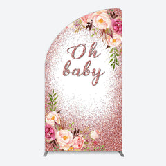 Lofaris Floral Rose Gold Glitter Arch Baby Shower Backdrop