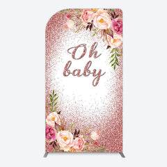 Lofaris Floral Rose Gold Glitter Arch Baby Shower Backdrop