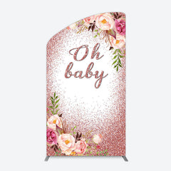 Lofaris Floral Rose Gold Glitter Arch Baby Shower Backdrop