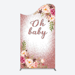 Lofaris Floral Rose Gold Glitter Arch Baby Shower Backdrop