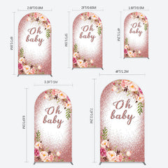 Lofaris Floral Rose Gold Glitter Arch Baby Shower Backdrop