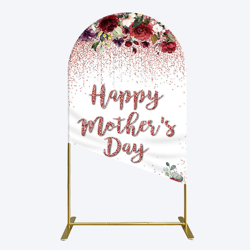 Lofaris Floral Rose Gold Glitter Mothers Day Arch Backdrop
