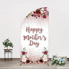 Lofaris Floral Rose Gold Glitter Mothers Day Half Moon Arch Backdrop
