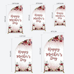 Lofaris Floral Rose Gold Glitter Mothers Day Half Moon Arch Backdrop