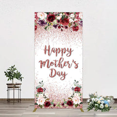 Lofaris Floral Rose Gold Glitter Mothers Day Rectangle Backdrop