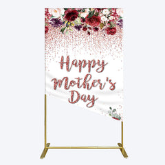 Lofaris Floral Rose Gold Glitter Mothers Day Rectangle Backdrop