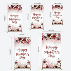 Lofaris Floral Rose Gold Glitter Mothers Day Rectangle Backdrop
