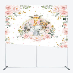 Lofaris Floral Safari Animals Baby Shower Pillow Case Backdrop