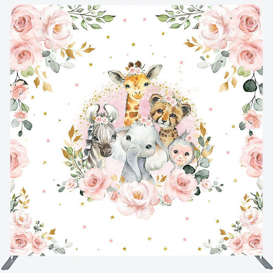 Lofaris Floral Safari Animals Baby Shower Pillow Case Backdrop