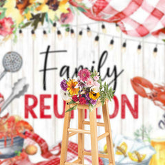 Lofaris Floral Seafood Beer Wood Grain Family Reunion Backdrop