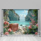 Lofaris Floral Seaside Luggage Beach Holiday Photo Backdrop