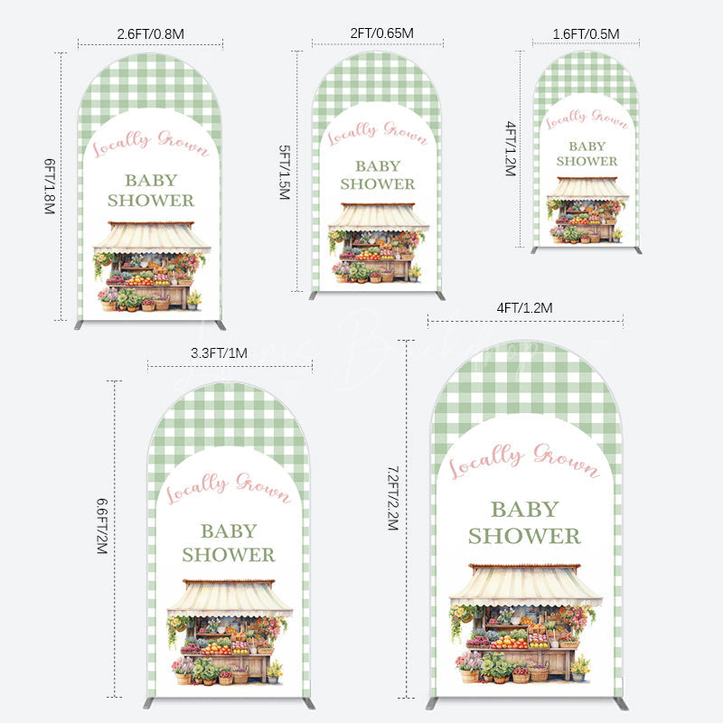 Lofaris Floral Shelf Locally Grown Green Plaid Arch Backdrop