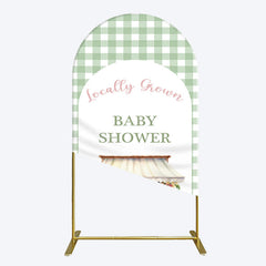 Lofaris Floral Shelf Locally Grown Green Plaid Arch Backdrop