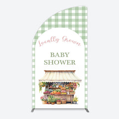 Lofaris Floral Shelf Locally Grown Green Plaid Half Moon Arch Backdrop