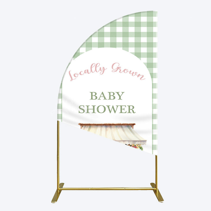 Lofaris Floral Shelf Locally Grown Green Plaid Half Moon Arch Backdrop