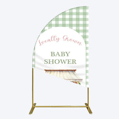 Lofaris Floral Shelf Locally Grown Green Plaid Half Moon Arch Backdrop