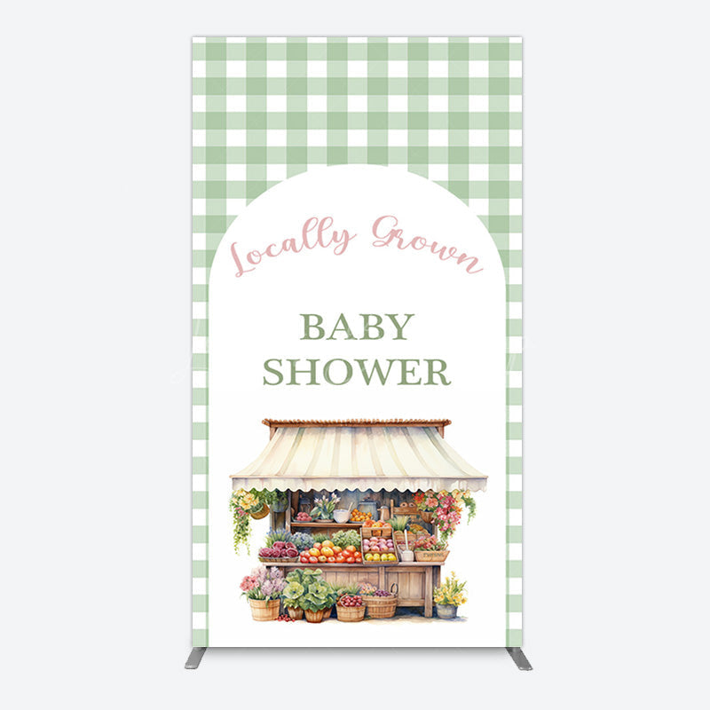 Lofaris Floral Shelf Locally Grown Green Plaid Rectangle Backdrop