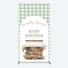 Lofaris Floral Shelf Locally Grown Green Plaid Rectangle Backdrop