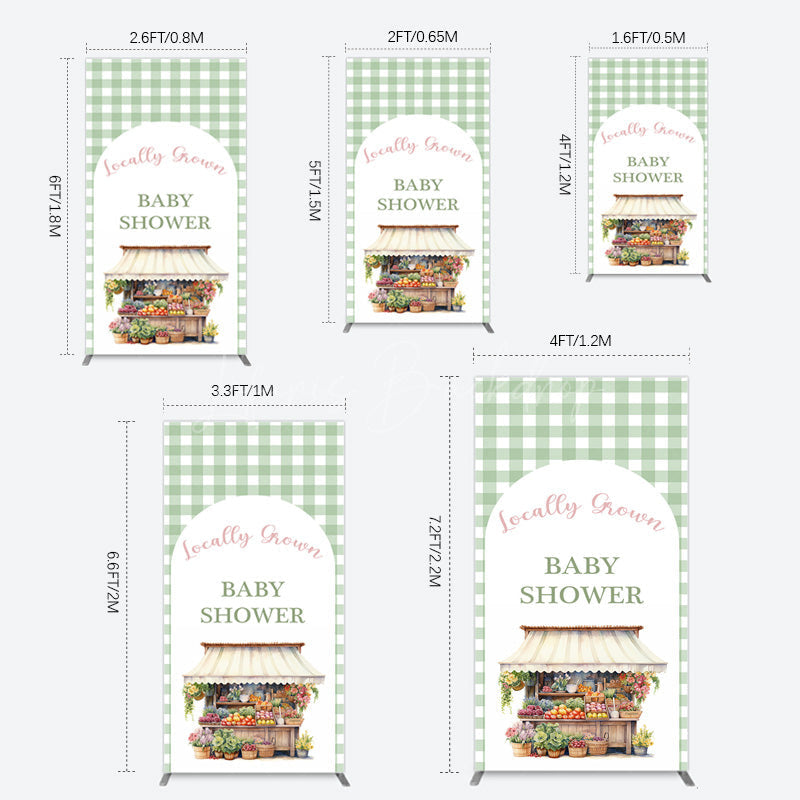 Lofaris Floral Shelf Locally Grown Green Plaid Rectangle Backdrop