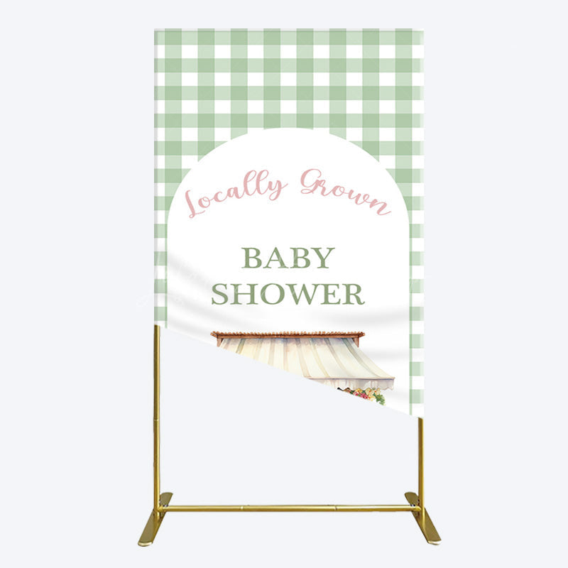 Lofaris Floral Shelf Locally Grown Green Plaid Rectangle Backdrop