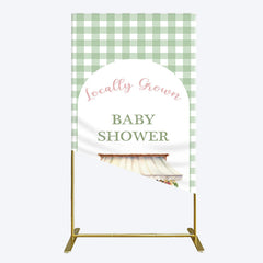 Lofaris Floral Shelf Locally Grown Green Plaid Rectangle Backdrop