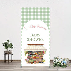 Lofaris Floral Shelf Locally Grown Green Plaid Rectangle Backdrop