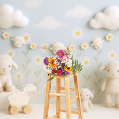 Lofaris Floral Sky Lambs Photography Cake Smash Backdrop