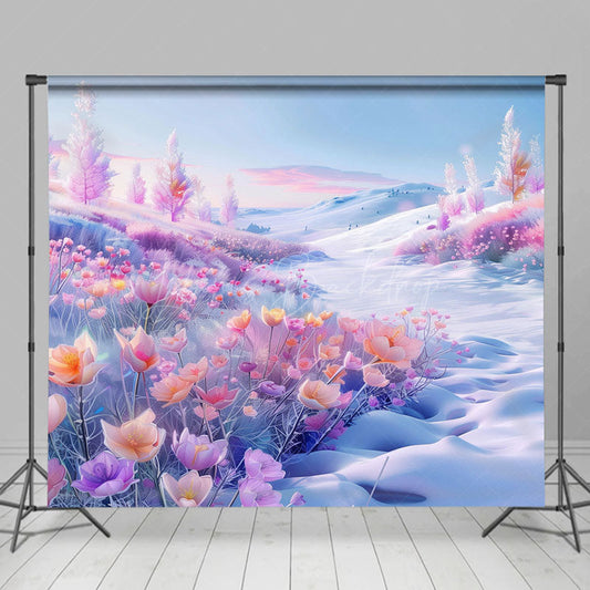Lofaris Floral Snow Mountain Natural Scene Backdrop For Photo