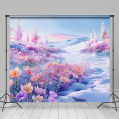 Lofaris Floral Snow Mountain Natural Scene Backdrop For Photo
