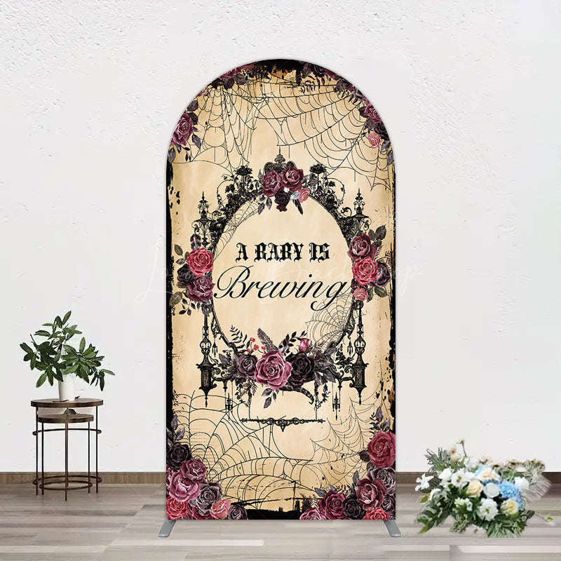 Lofaris Floral Spider Halloween Baby Shower Arch Backdrop