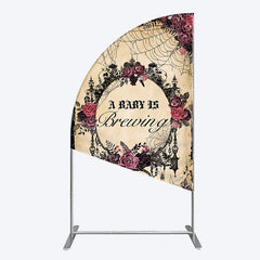 Lofaris Floral Spider Halloween Baby Shower Half Moon Arch Backdrop