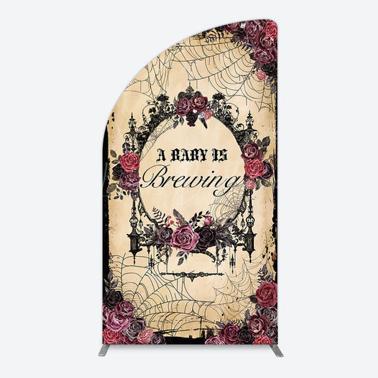 Lofaris Floral Spider Halloween Baby Shower Half Moon Arch Backdrop