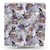 Lofaris Floral Spider Web Skull Halloween Shower Curtain