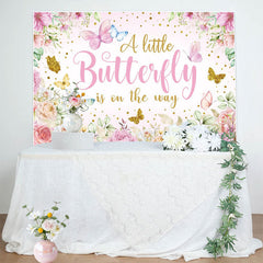 Lofaris Floral Spring Butterfly Glitter Baby Shower Backdrop