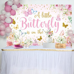 Lofaris Floral Spring Butterfly Glitter Baby Shower Backdrop