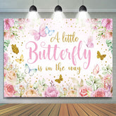Lofaris Floral Spring Butterfly Glitter Baby Shower Backdrop