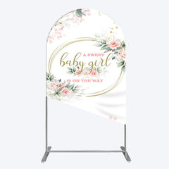 Lofaris Floral Spring Pink Girl Baby Shower Arch Backdrop