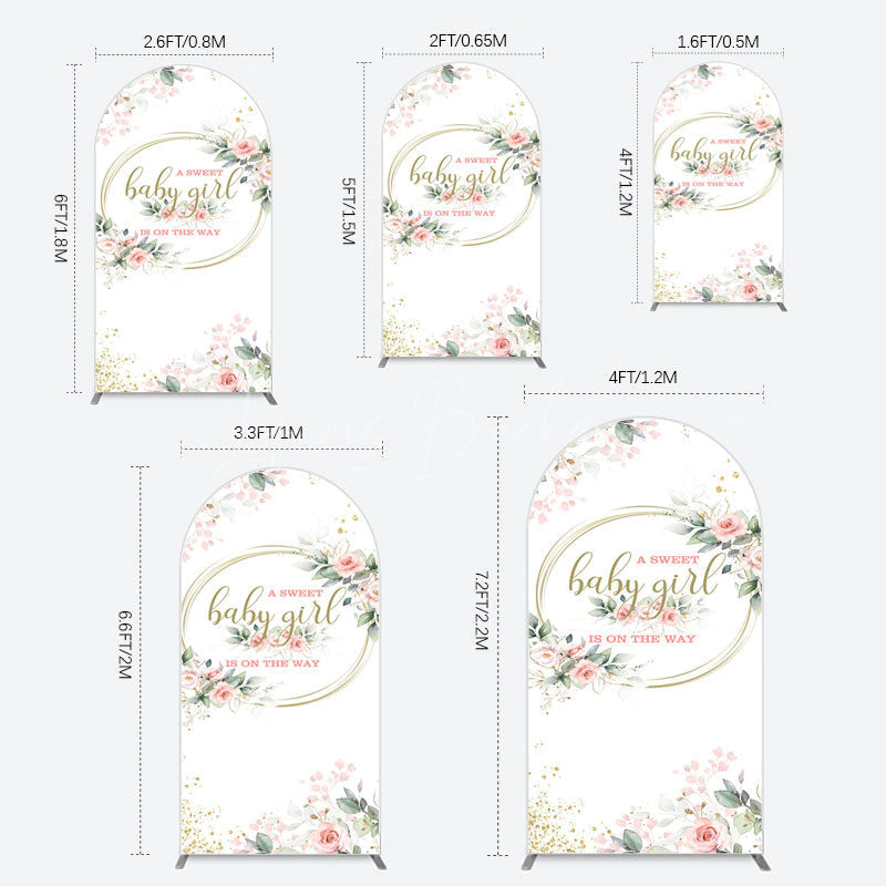 Lofaris Floral Spring Pink Girl Baby Shower Arch Backdrop