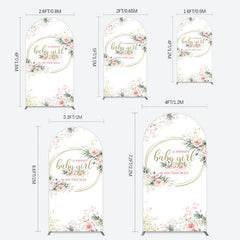 Lofaris Floral Spring Pink Girl Baby Shower Arch Backdrop