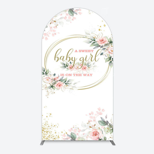 Lofaris Floral Spring Pink Girl Baby Shower Arch Backdrop