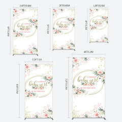 Lofaris Floral Spring Pink Girl Baby Shower Rectangle Backdrop