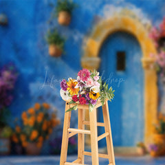 Lofaris Floral Stone Retro Wall Arch Door Spring Backdrop