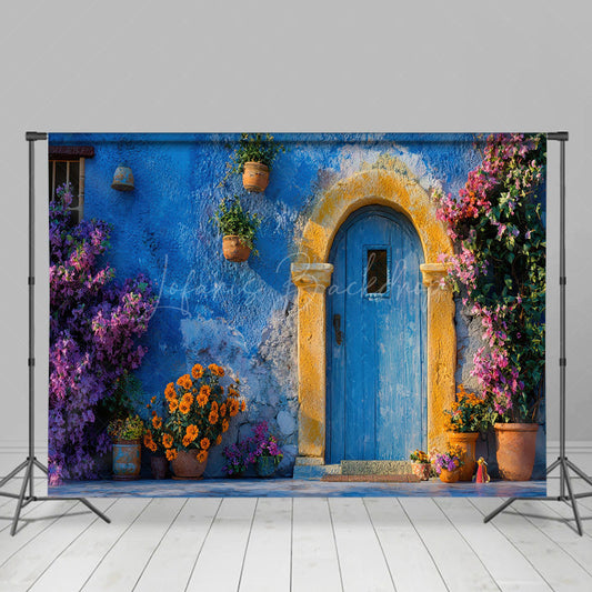 Lofaris Floral Stone Retro Wall Arch Door Spring Backdrop