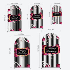 Lofaris Floral Stripe Pearl Happy Birthday Arch Backdrop