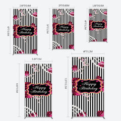 Lofaris Floral Stripe Pearl Happy Birthday Rectangle Backdrop