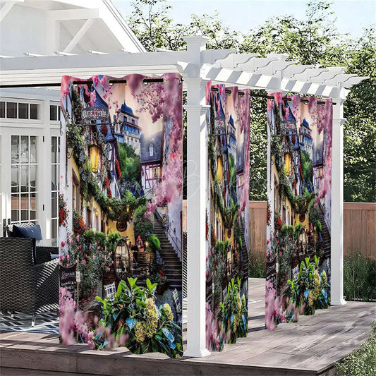 Lofaris Floral Sunset Waterproof Printed Outdoor Curtains