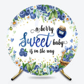 Lofaris Floral Sweet Berry Blue Round Baby Shower Backdrop