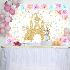 Lofaris Floral Sweet Color Castle Happy Birthday Backdrop